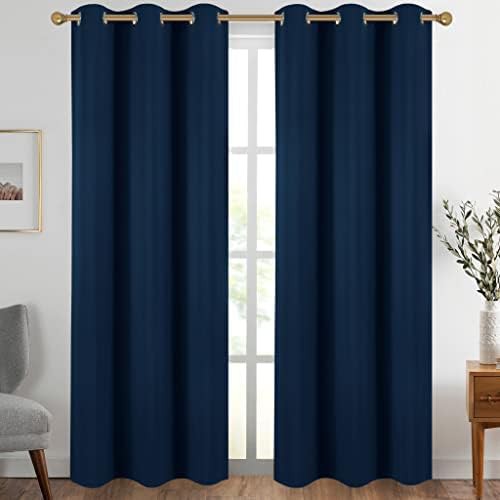 Navy blue grommet 38 inch curtain