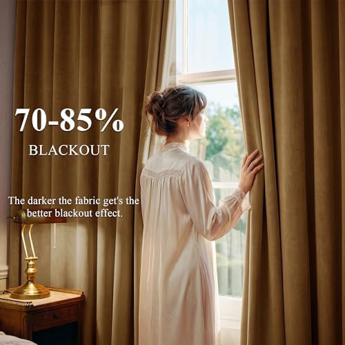 Gold brown boho velvet curtains 84 in — photo 3