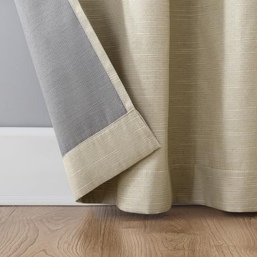 Textured Linen Blend Grommet Top Curtain in Stone — photo 5