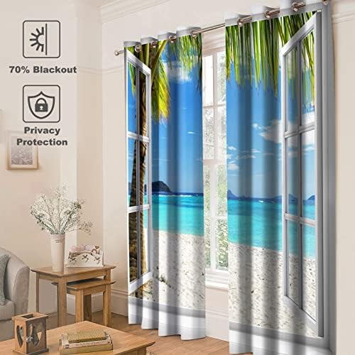 Ocean beach palm tree blackout curtains — photo 3