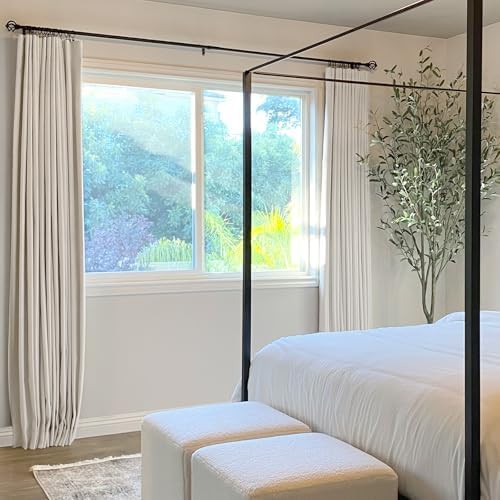 Linen textured blackout curtains 84 inch long — photo 4