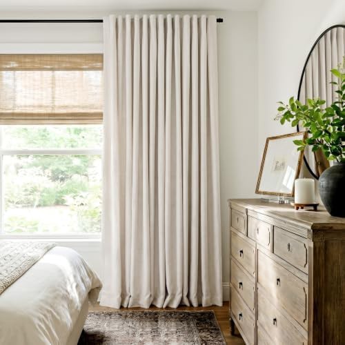 Single beige sliding door blackout curtain panel — photo 3