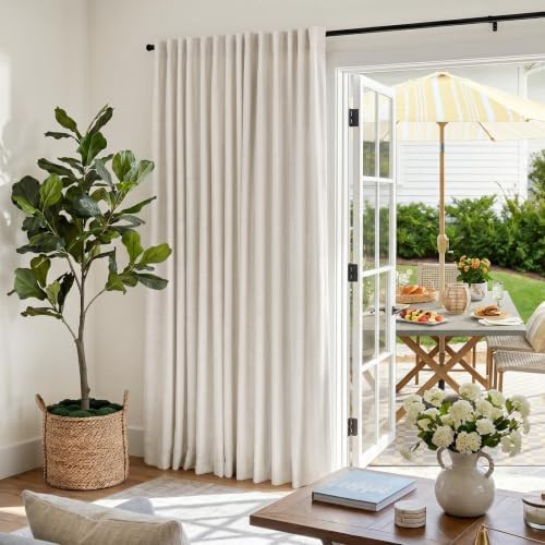 Single beige sliding door blackout curtain panel — photo 4