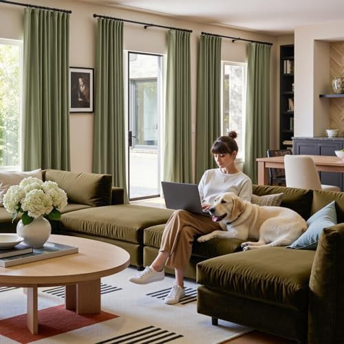 Olive sage velvet thermal insulated curtains 90 in — photo 4
