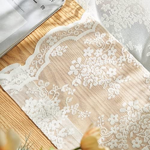 Cream sheer vintage lace curtain panels — photo 5