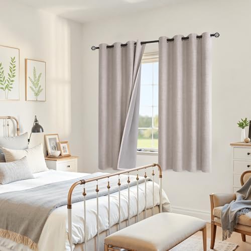 YoungsTex linen bedroom blackout curtains beige 63 — photo 4
