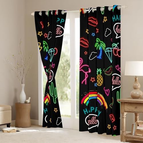 Colorful neon window curtains with pink stars — photo 3