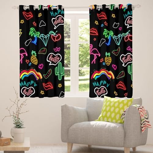 Colorful neon window curtains with pink stars — photo 4
