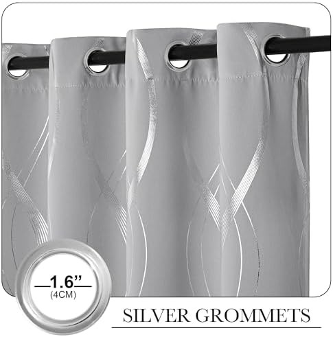 Silver Grey Patterned Bedroom Window Curtains — photo 5