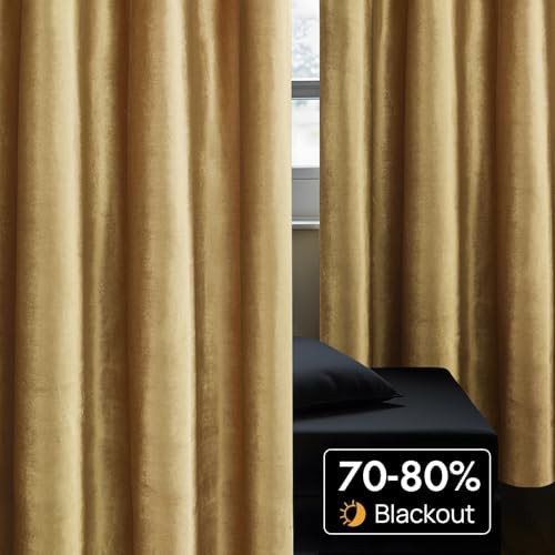 Velvet blackout curtains with gold grommets — photo 4