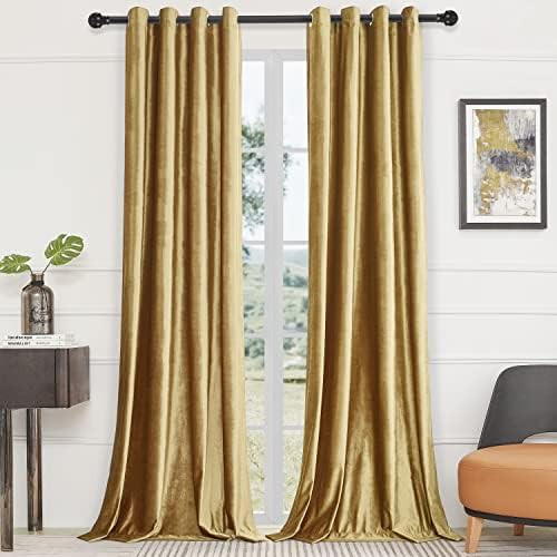 Velvet blackout curtains with gold grommets — photo 5