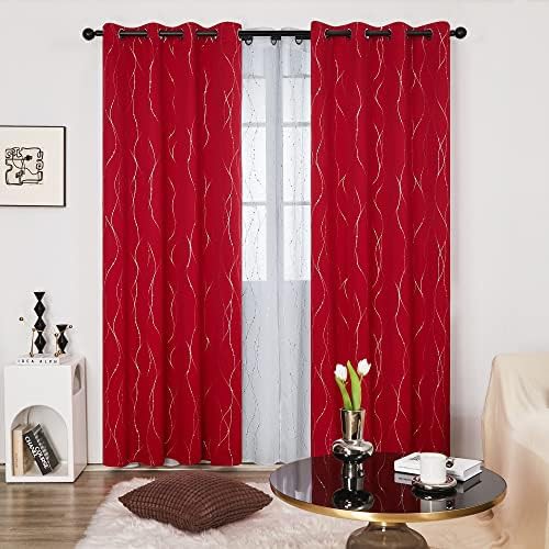 Deconovo red and white blackout curtain bundle — photo 3