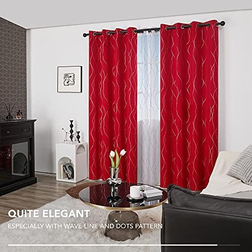 Deconovo red and white blackout curtain bundle — photo 5