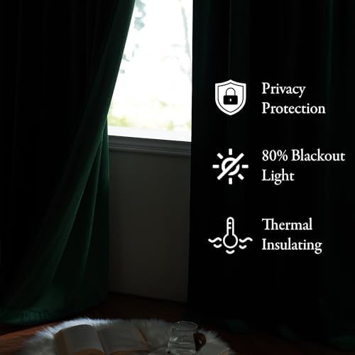 Dark green velvet living room curtain — photo 3