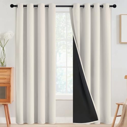 Cream grommet room darkening curtains 84 in