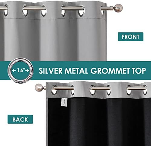 Grey total blackout curtain with liner 63 inch — photo 3