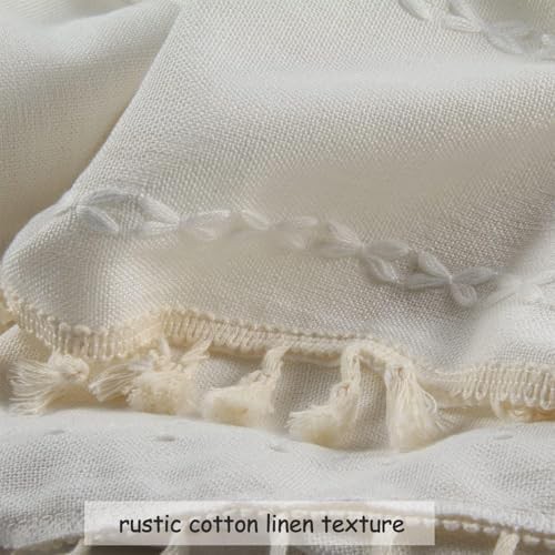 Off white boho linen tassel curtains — photo 5