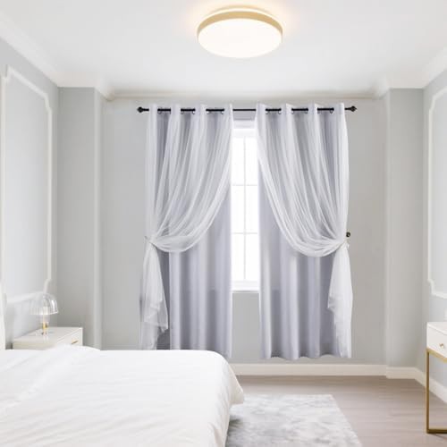 Double Layer Greyish White Girls Room Curtains — photo 5