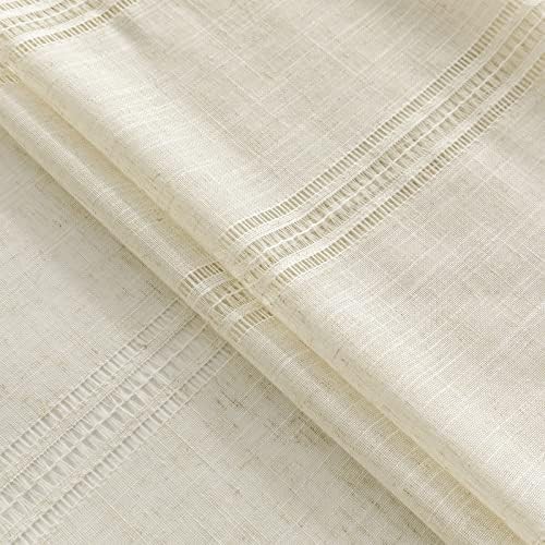 Natural linen semi sheer farmhouse curtains 63 in — photo 4