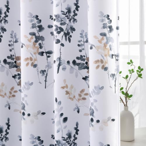 Bluestone floral rod pocket curtains 63 in