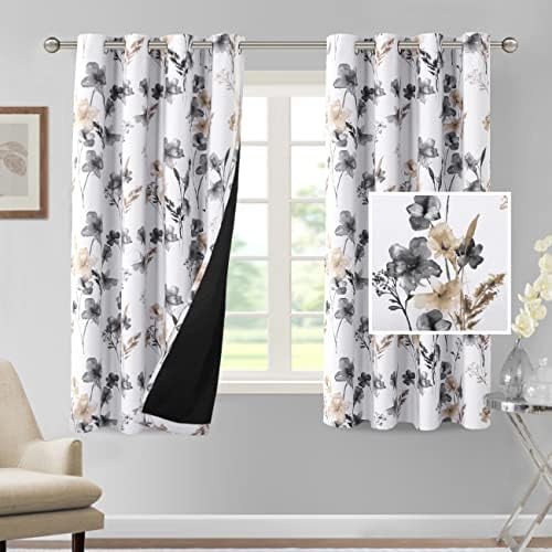 Floral grommet blackout curtains 63 inch
