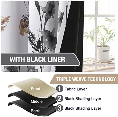 Floral grommet blackout curtains 63 inch — photo 5