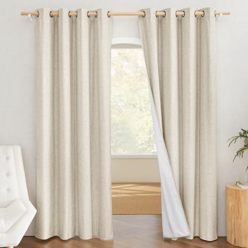 Burgundy linen farmhouse grommet blackout curtains