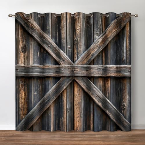 Farmhouse door print bedroom blackout curtains