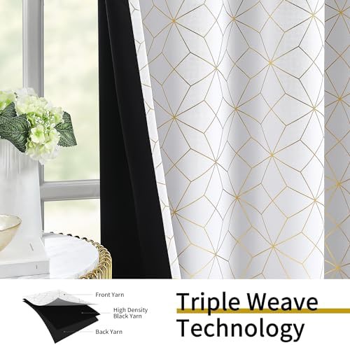White gold geometric blackout curtains 84 in — photo 3