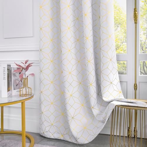 White gold geometric blackout curtains 84 in — photo 4