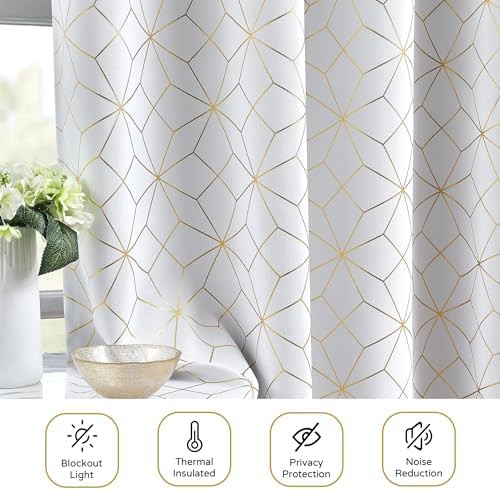 White gold geometric blackout curtains 84 in — photo 5