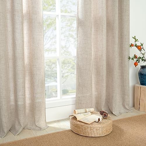 Natural Linen Burlap Textured Drapes — photo 4
