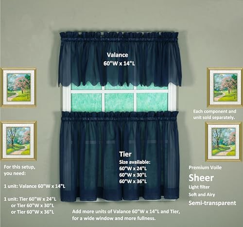 Emelia original voile valance navy 14 in — photo 4