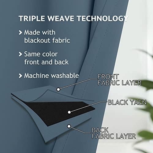 Stone blue room darkening grommet curtains 84 inch — photo 4