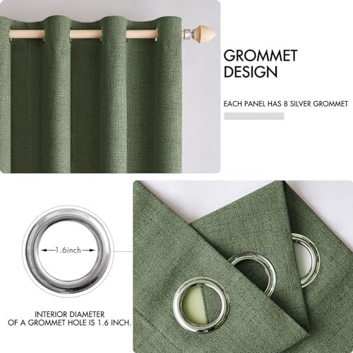 Olive green faux linen curtain 84 inch — photo 4