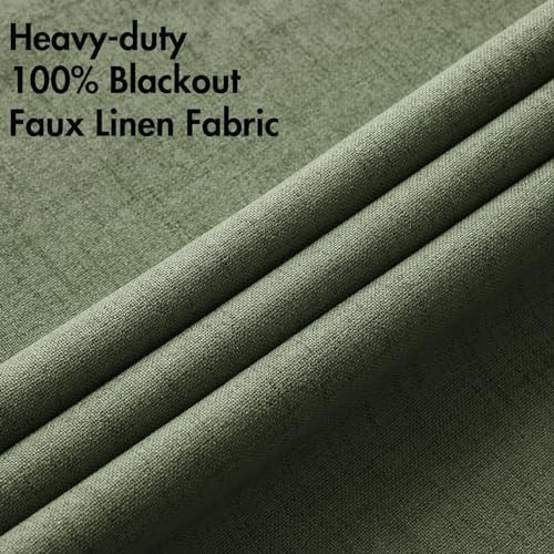 Olive green faux linen curtain 84 inch — photo 5