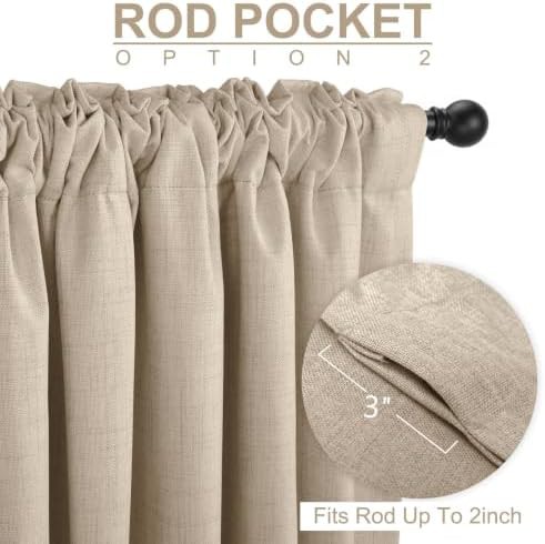 Linen Textured Total Blackout Curtains for Bedroom 84 Inches Long — photo 4