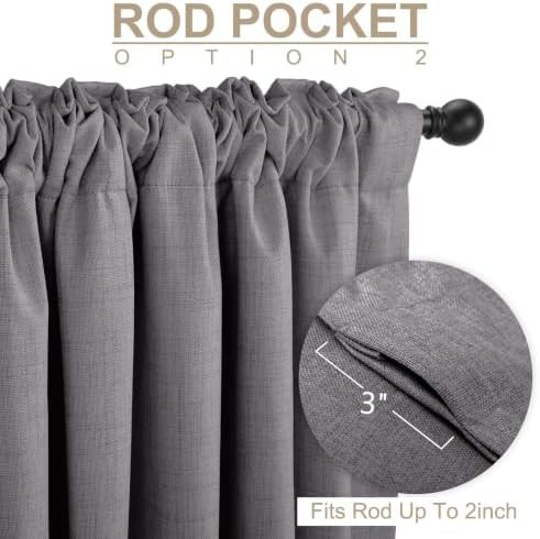Faux Linen Total Blackout Curtains for Bedroom 84 Inches Long — photo 4