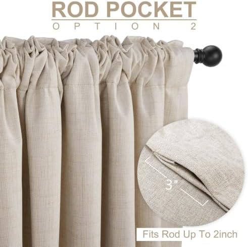 Linen total blackout curtains 96 inch cream — photo 4
