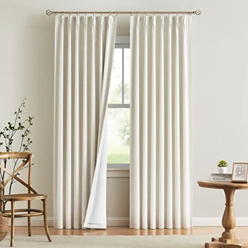 Natural linen pinch pleated drapes 95 in