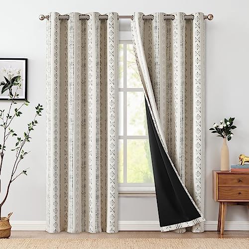 White boho blackout curtains 84 in long