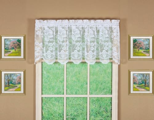 Floral vine lace tailored valance white — photo 3