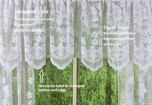 Floral vine lace tailored valance white — photo 4
