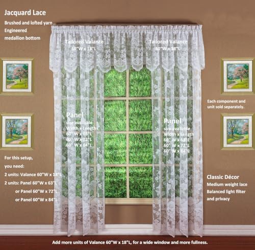 Floral vine lace tailored valance white — photo 5