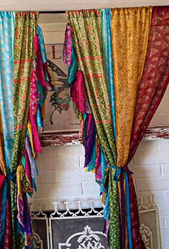 Handmade Vintage Indian Sari Patchwork Curtains — photo 3