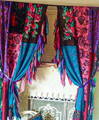 Handmade Vintage Indian Sari Patchwork Curtains — photo 5