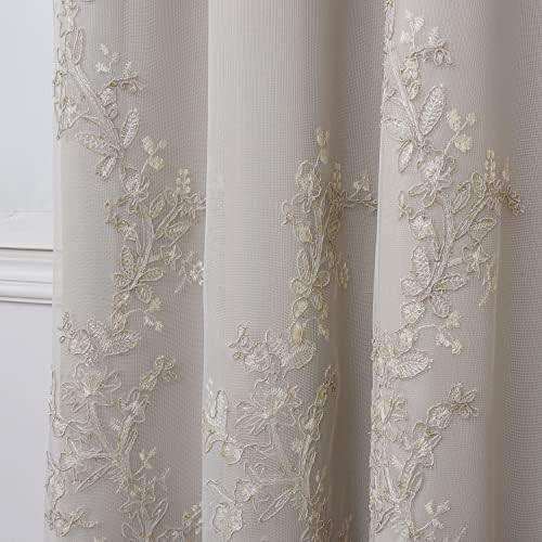 Beige double layered sheer tulle curtains — photo 4
