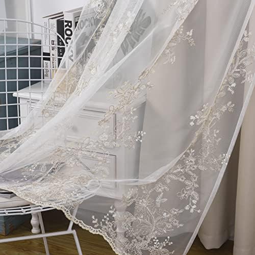 Beige double layered sheer tulle curtains — photo 5