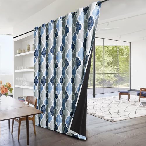 Moroccan sliding door curtains blue grey 100 in — photo 3