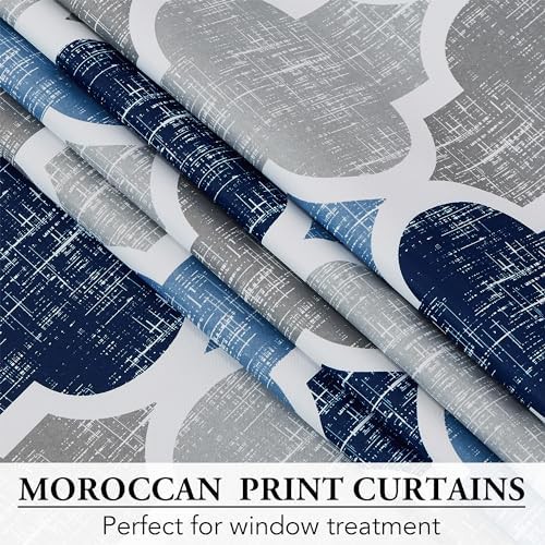 Moroccan sliding door curtains blue grey 100 in — photo 5